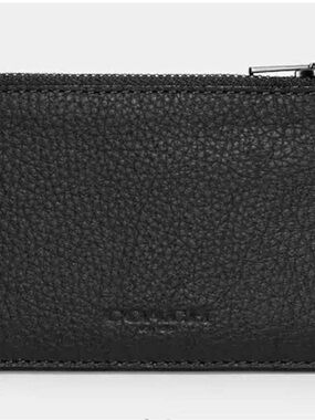 New! Men's Black Leather Zip Card Wallet - Unbranded